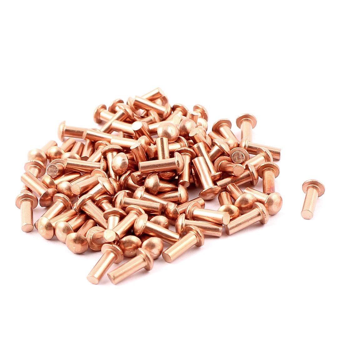 Sourcingmap 100 Pcs 1/8" x 5/16" Round Head Copper Solid Rivets Fasteners