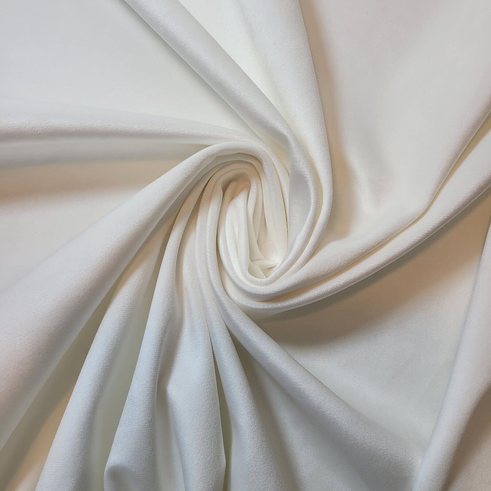 Soft Luxurious 58'' Wide Faux Plush Velvet Non Stretch Fabric Material Suitable for Curtains & Upholstery (White/Ivory) (SueVelv01)