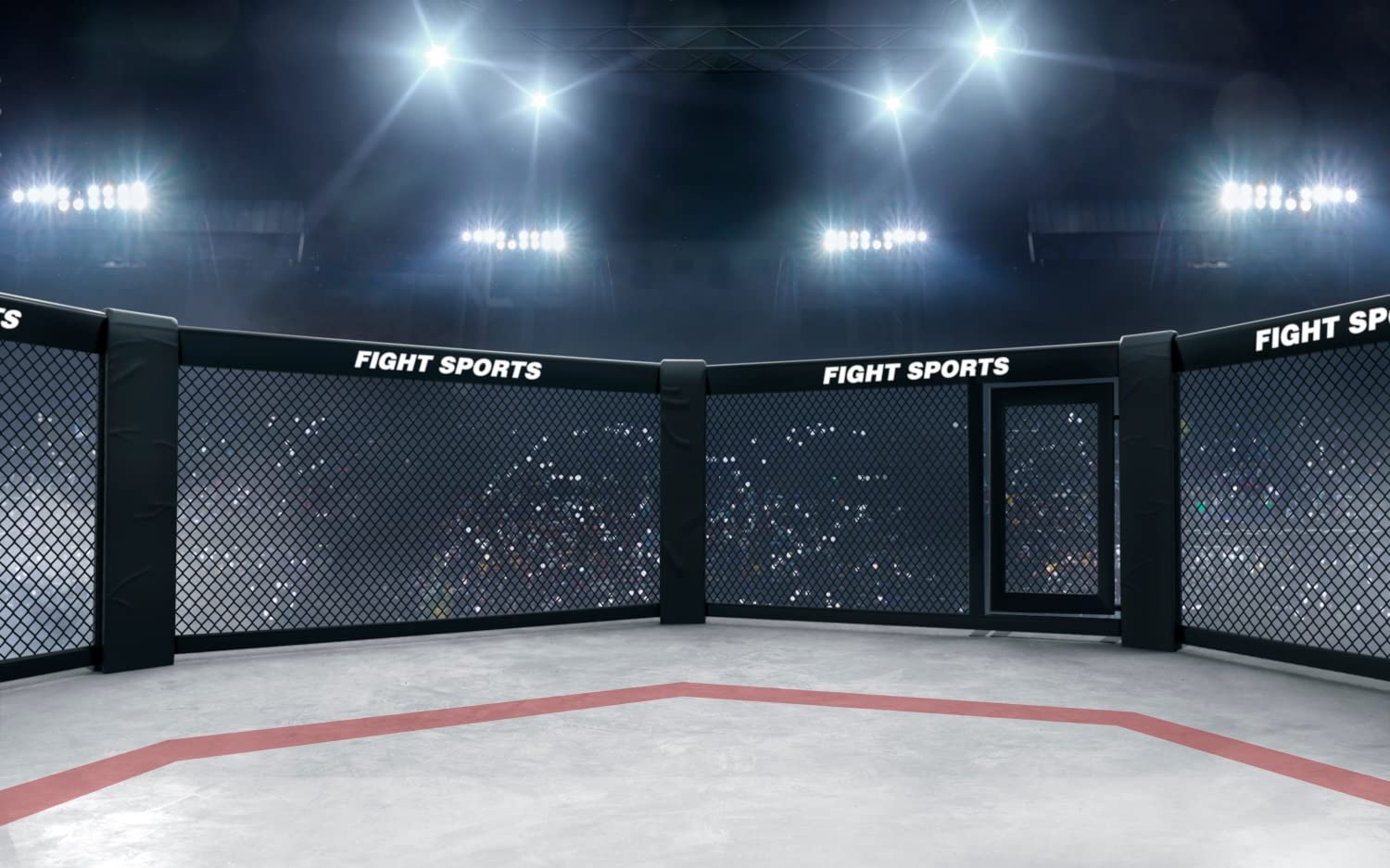 Photo 1 of BELECO 7x5FT Fabric Boxing Backdrop Stadium Light 3D Arena Photo Backdrop Fight Sports Competition Ring Photography Background UFC Decor Baby Shower Birthday Party Boys Men Photo Props