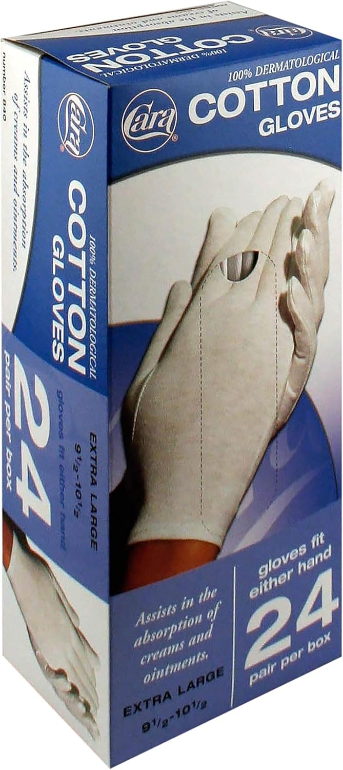 CARA Moisturizing Eczema Cotton Gloves, Large, 24 Pair : First Aid Products : Health & Personal Care