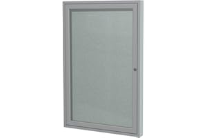 Ghent 36"x24" 1-Door Outdoor Enclosed Vinyl Bulletin Board, Shatter Resistant, with Lock, Satin Aluminum Frame - Silver (PA13624VX-193), Made in The USA