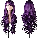 EmaxDesign Wigs 32 Inch Cosplay Wig For Women With Wig Cap and Comb(Dark Purple)