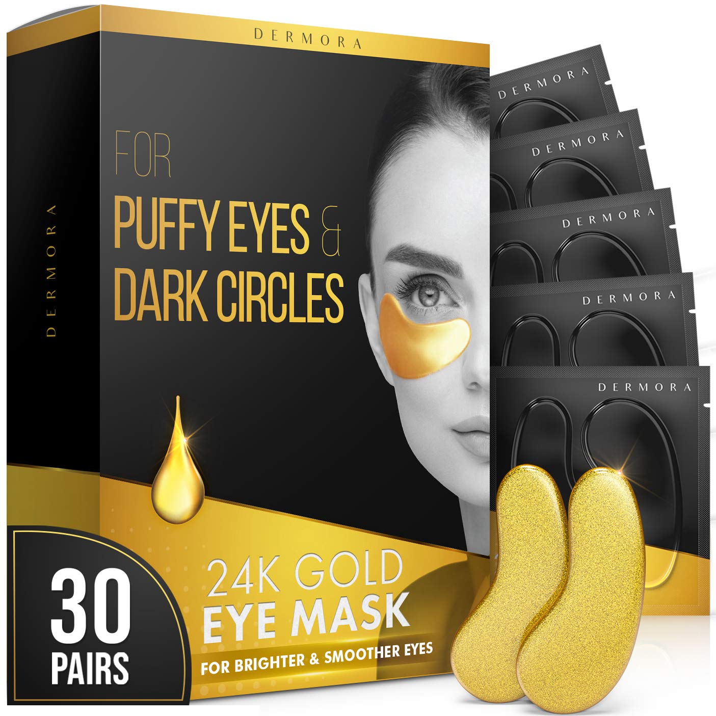 24K Gold Eye Mask– 20 Pairs - Puffy Eyes and Dark Circles Treatments – Look Less Tired and Reduce Wrinkles and Fine Lines Undereye, Revitalize and Refresh Your Skin: Beauty