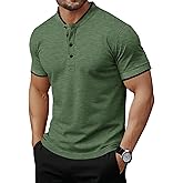Runcati Mens Henley Shirts Short Sleeve Casual Polo Shirts Summer Business Workout Golf T- Shirts
