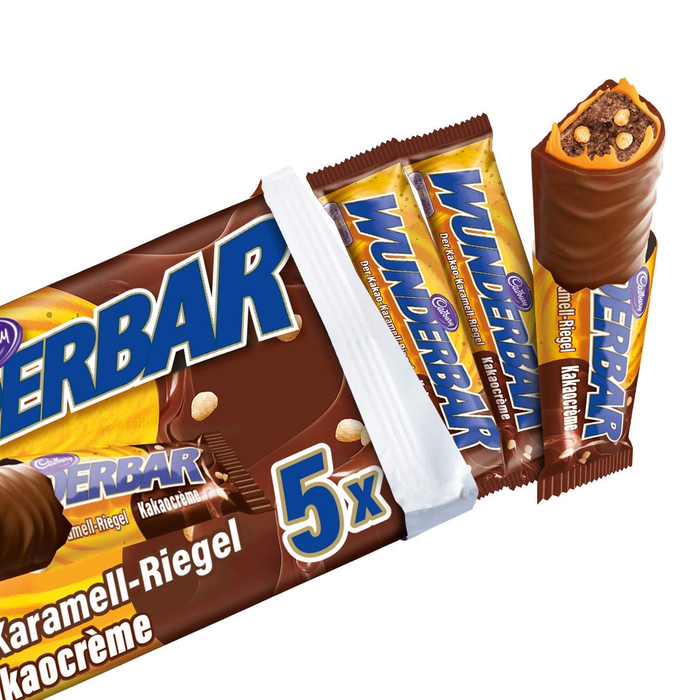 WUNDERBAR Kakao 12 x 185g, Einzeln verpackte Kakao-Karamell-Riegel mit knusprigen Keksstückchen 3