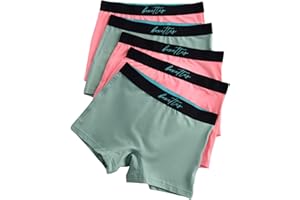 BOXETTES Girls Boxer Briefs (5-Pack Cotton, Modal or Nylon Mesh) Super soft. Full-coverage. Sensory-friendly. Feminine Lining. Tagless
