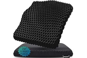 20" Gel Seat Cushion for Long Sitting(Jumbo&Thick) – Office Chair Cushion – Wheelchair Cushions for Pressure Sores – Non-Slip