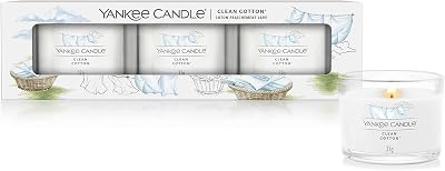 Yankee Candle Scented Votive Candles Gift Set, Clean Cotton, 3 Count