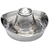 PetSafe Seaside Stainless Cat &amp; Dog Fountain, 60 oz, 2 Filters &amp; Pump | 60 Oz Capacity, 360-Degree Flow, Triple-Filter with 2.5x More Activated Carbon, Scratch/Rust-Resistant Stainless Steel