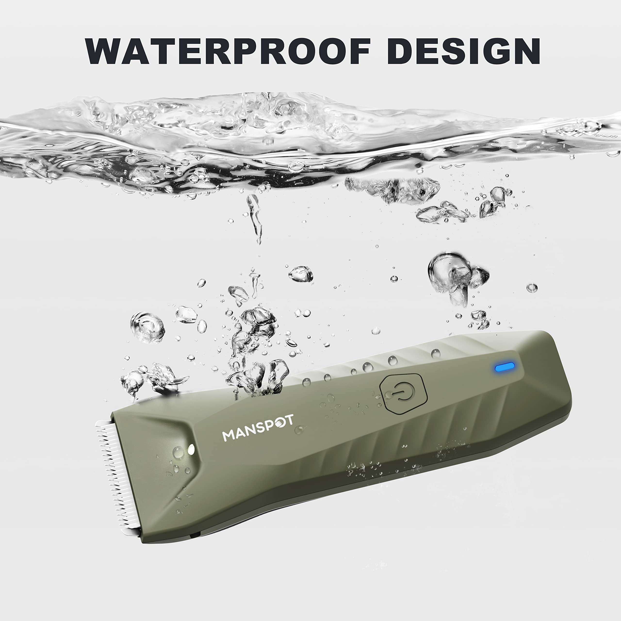 MANSPOT Manscape Trimmer for Men Ball/Pubic/Groin, Electric Body Hair Trimmer, Replaceable Ceramic Blade Heads,Waterproof for Wet/Dry Use,Standing Recharge Dock,90 Minutes Shaving After Charged(Green)