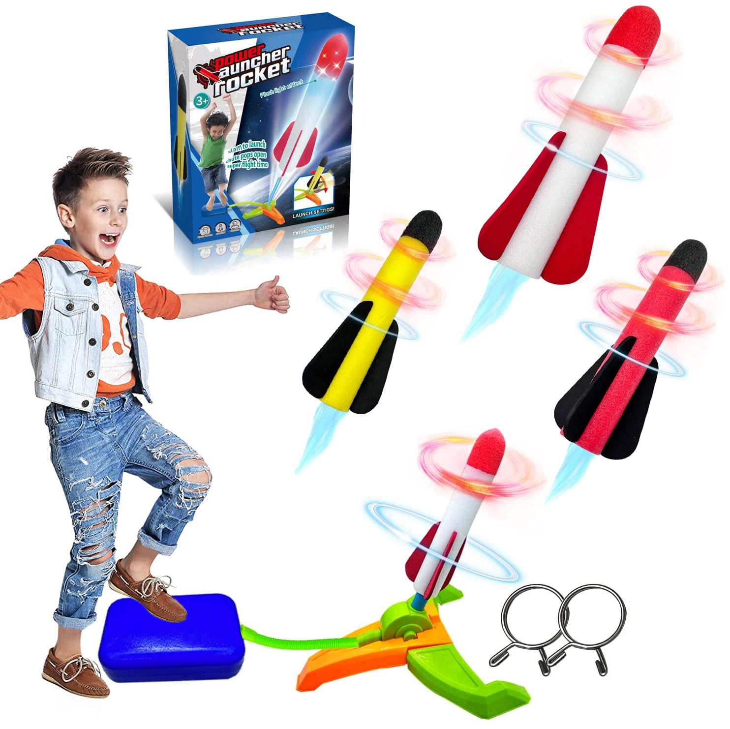 TODARRUN Foam Rocket Launcher for Kids, Outdoor Air Rocket Toy, Fun Garden Beach Play Gift for Boys Girls Age 3-12+