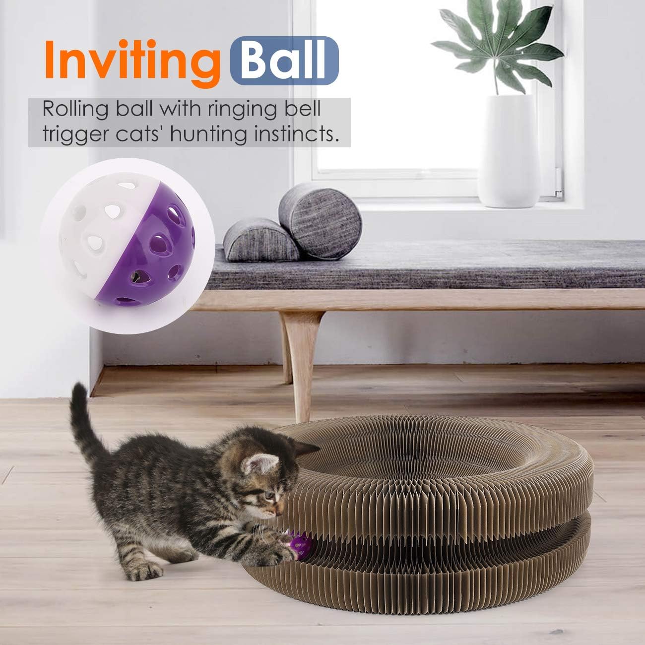 Pawaboo Cat Scratcher Lounge Bed, Multifunctional Collapsible High