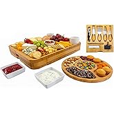 XL Bamboo Charcuterie Board Set – Premium Cheese Board with Accessories, Large Serving Platter for Wine & Appetizers, Perfect Housewarming & Wedding Gift
