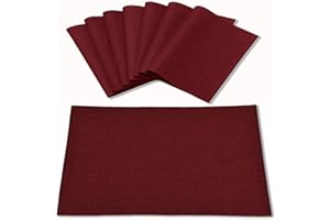 Rinpon Cloth Placemats Set of 8, Linen Type Fabric Placemats Machine Washable Placemats Heat Resistant Placemats Wrinkle Free Thick Polyester Kitchen Place Mats for Dining Table (Burgundy)