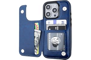 OT ONETOP ONETOP Compatible with iPhone 16 Pro Wallet Case with Card Holder, PU Leather Kickstand Card Slots Case, Double Magnetic Clasp and Durable Shockproof Cover 6.3 Inch (Blue)