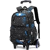VIDOSCLA Galaxy Kids Rolling Backpack for Boys Primary Students Wheeled Bookbags for School