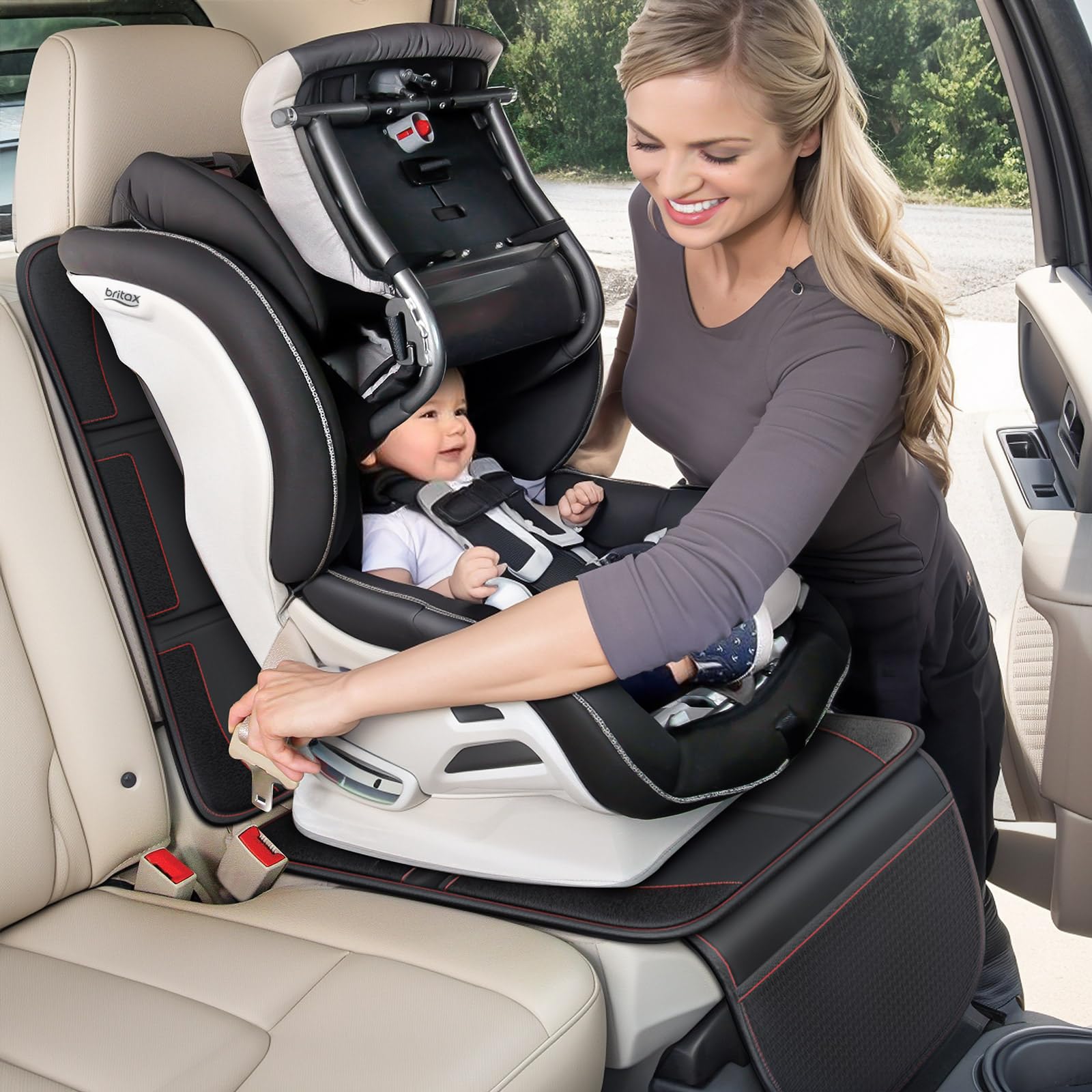 Gimars Car Seat Protector, 2 Pack, Waterproof 600D Fabric Carseat Protector Car Seat Cover for Child Car Seat with Nonslip Backing Mesh Pockets for Baby and Pet SUV Sedan Truck Leather Seats