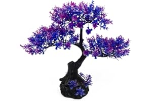Mipukbay Aquarium Plants Tree - Purple Artificial Plastic Fish Tank Decor, Realistic Ornament Safe for Fish & Shrimp, Low-Mai
