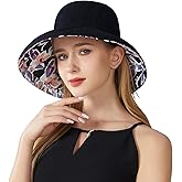 Wide Brim Women Sun Hat Summer Beach Bucket Fishing Hats Metal Wired Edge Packable UV Protection for Hiking Garden Travel