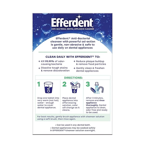 EFFERDENT DENTURE CLEANER MINTY FRESH & CLEAN, RETAINER CLEANING TABLETS FOR ALIGNERS, DENTURES, AND DENTAL APPLIANCES, 90 COUNT