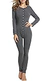 Hotouch Womens Long Sleeve Onesie Union Suit Thermal Underwear Set Sleepwear Pajama Jumpsuit Union S-XXL