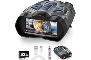 BUSHBINOC 4K Night Vision Goggles, Night Vision Binoculars for Adults,10X Digital NightVision, 9 Gear Infrared with 32GB TF Card,4000mAh Battery, 3.5" HD Screen Binoculars