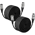 EBXYA 100Ft XLR Microphone Cables 2 Packs - Premium Balanced Mic Speaker Cable with 3 Pins XLR Male to Female 100 Feet, Black