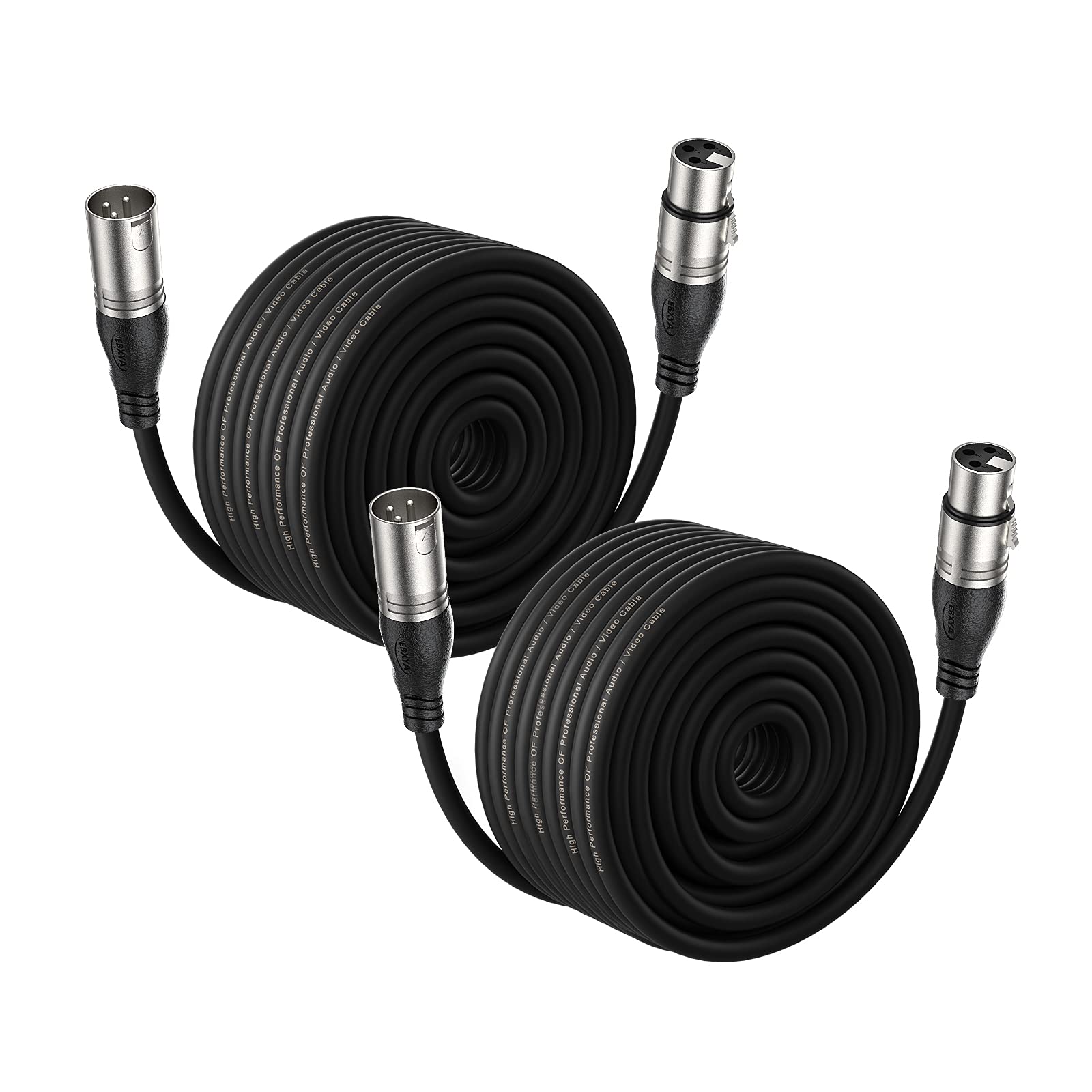 EBXYA XLR Microphone Cable - 30M/100FT 2 Packs - Balanced XLR Male to Female Stage Patch Cable for Microphone Audio Mixer