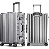 ROAMING 20 Inch Zipperless Carry On Luggage Hard shell Suitcases Gray | Lightweight PC Aluminum-Frame Suitcase With Spinner Wheels, Dual TSA Locks, Airline-Approved, For Business, Travel &amp; School.