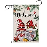Wodison Christmas Gnome Garden Flag Double Sided 12x18 Inch Vertical, Burlap Small Welcome Xmas for Winter Christmas Holiday Outdoor Yard Decoration