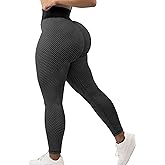 JUQDNX Leggings for Women Butt Lifting Leggings High Waisted Booty Yoga Pants Tummy Control Workout Leggings Tights