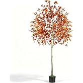 6ft Fall Tree Artificial Eucalyptus Tree,Indoor Outdoor Fall Decor | Faux Eucalyptus Tree,Perfect for Entryway,Home,Office &amp; Party, Ideal Seasonal Decor for Halloween and Thanksgiving Holidays