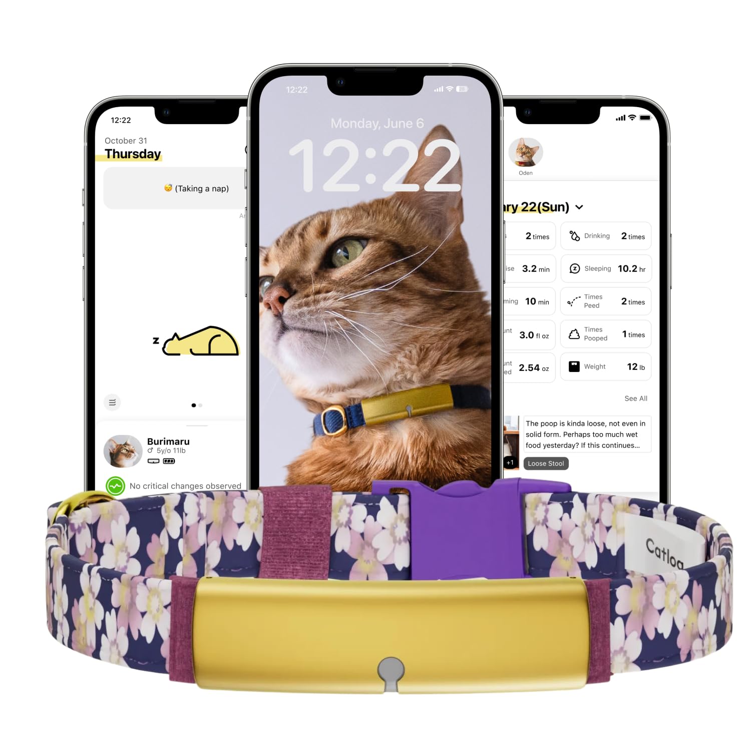 Photo 1 of Catlog Health Tracker for Cats - Smart Cat Collar with Safety Breakaway Buckle for Indoor Cats, Wellness Alerts, Real-time Monitoring (Kimono (Sakura -Night-),L)