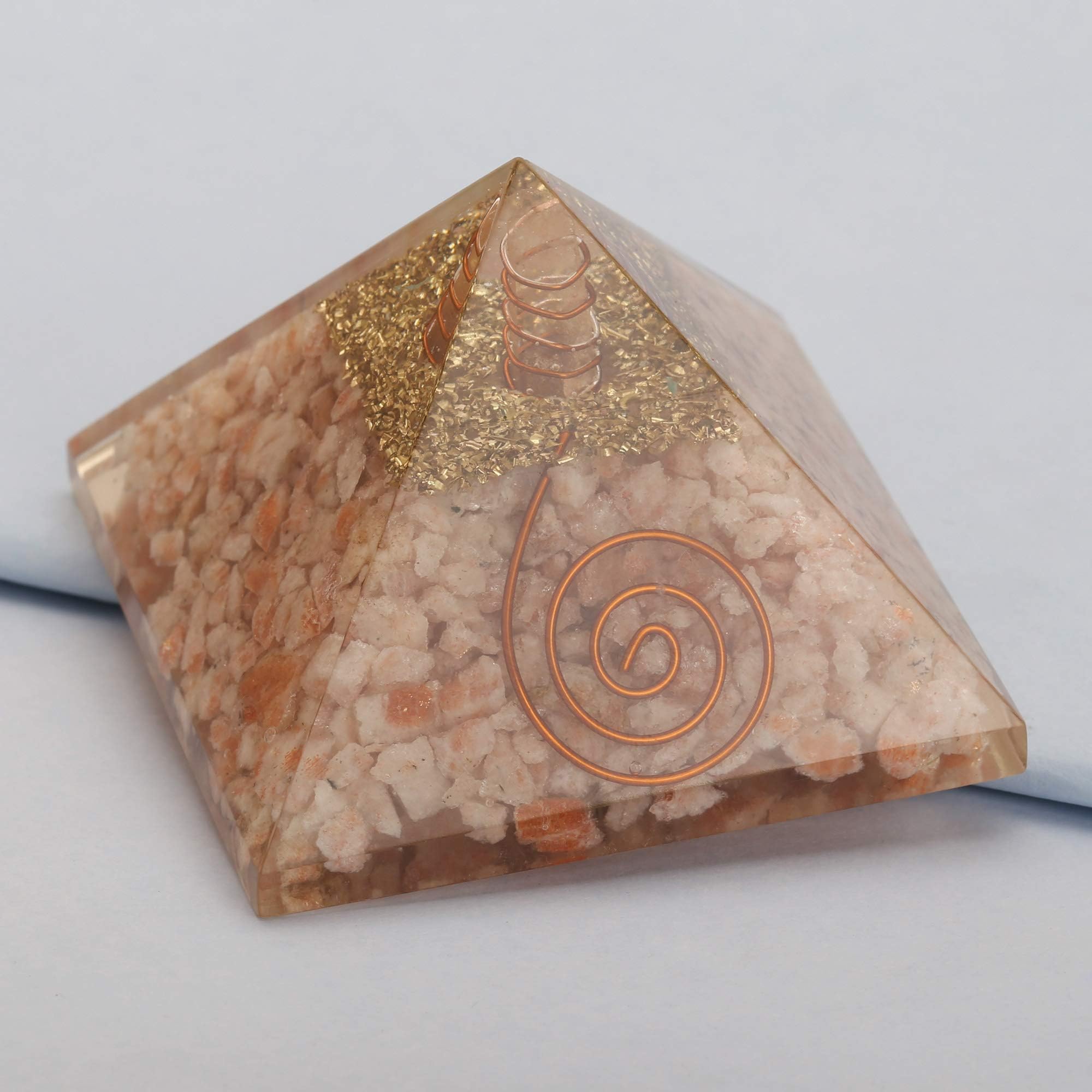 Energy Generator Sunstone Orgone Pyramid EMF Protection Healing Crystal