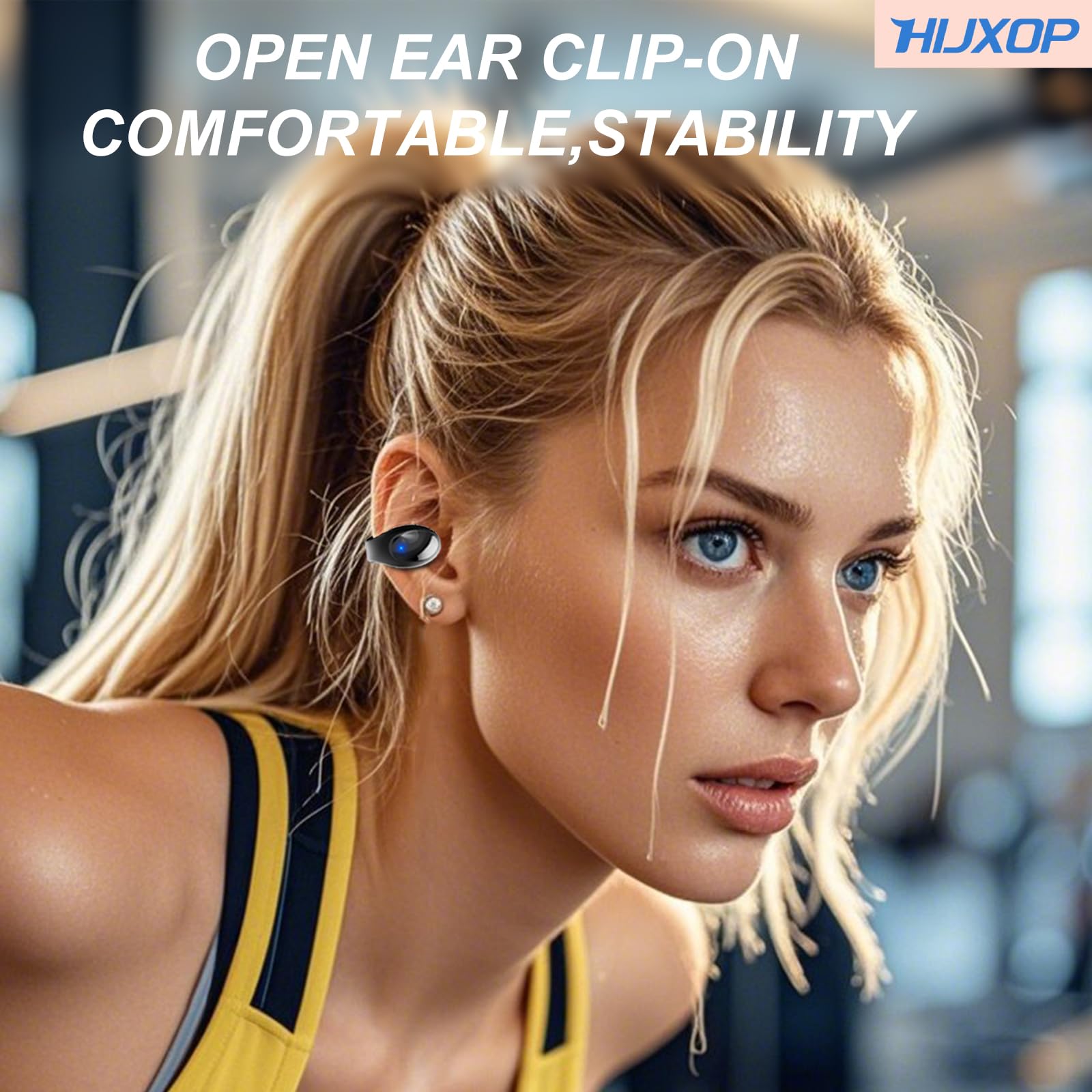 Open Ear Earbuds Lightweight Comfort Clip Wireless Earbuds Sweat Resistant Bluetooth Headphones Lightweight Sport Headphones for Workouts and Running with Dual Digital Display 44H Playtime IPX7