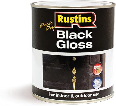 Rustins Quick Dry Black Gloss Paint 500ml – Water Based Wood Metal