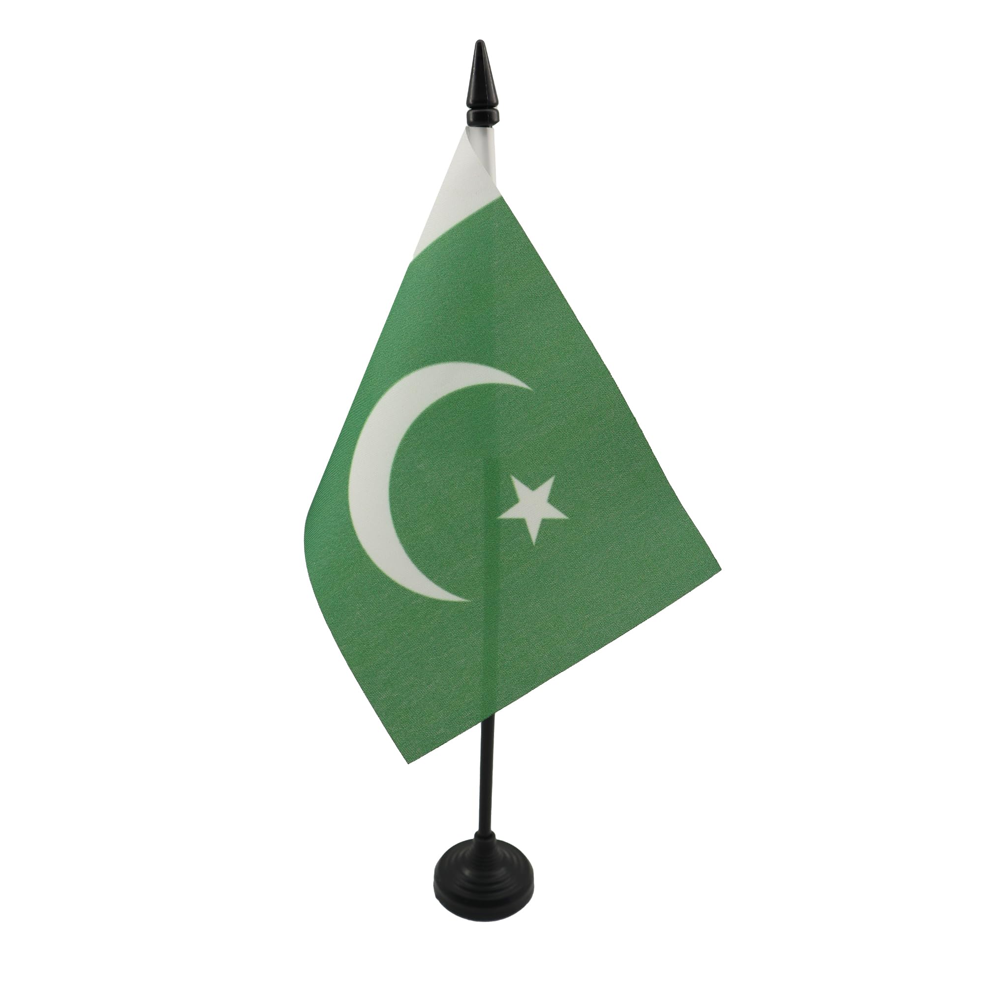 AZ FLAG - Pakistan Table Flag 4'' x 6'' - Pakistani Office Mini Banner 100% Polyester 15 x 10 cm - Mini Desk Flag with 10'' Pole and Black Plastic Base
