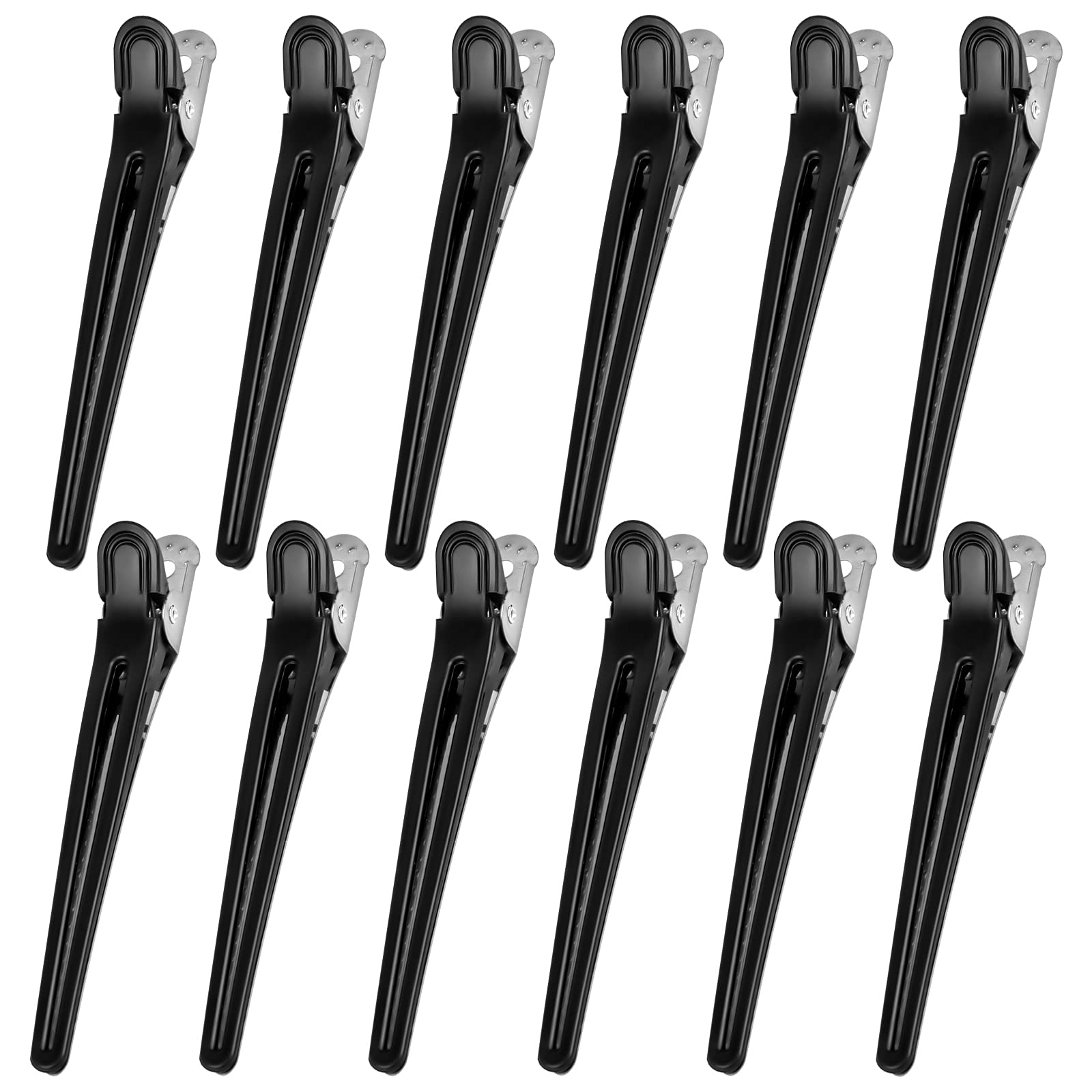 12 Pcs Hair Sectioning Clips Duckbill Hair Clips Metal Long Alligator Hair Clips Professional Curl Hair Pins Black Plastic Hairdresser Clips for Woman Girl Hair Styling Hairdressing Salon 3.9 Inches