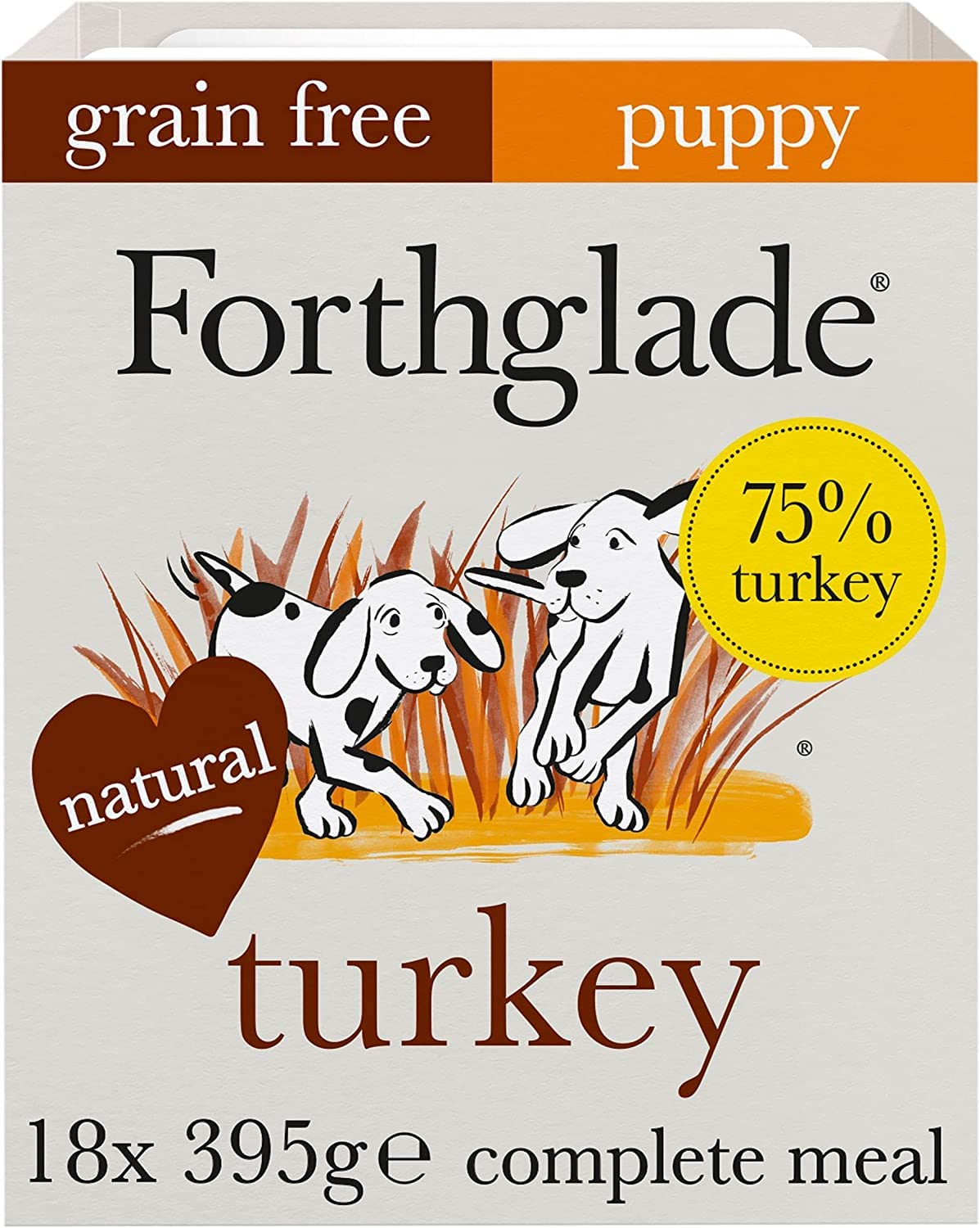Forthglade Complete Natural Wet Dog Food - Puppy Grain Free Turkey (18 x 395g) Trays - Puppy Dog Food 2-12 months