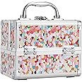 Joligrace Makeup Train Case for Girls Cosmetic Box Kids Jewelry Organizer Hair Accessories Mosaic Orange