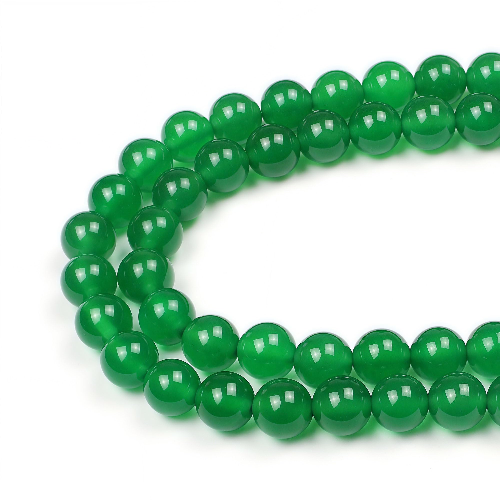 MJDCB Natural Round Stone Beads 12mm Green Agate Loose Gemstone Beads for Jewelry Making Bracelet Necklace 30pcs