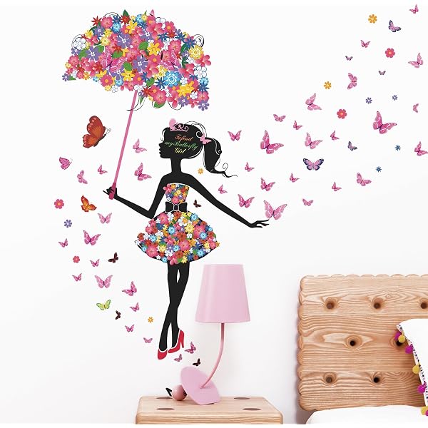 Watercolor Fairy Wall Decal Stickers - Removable Vinyl Garden Fairy & Butterfly Decor For Kids Room - View #9