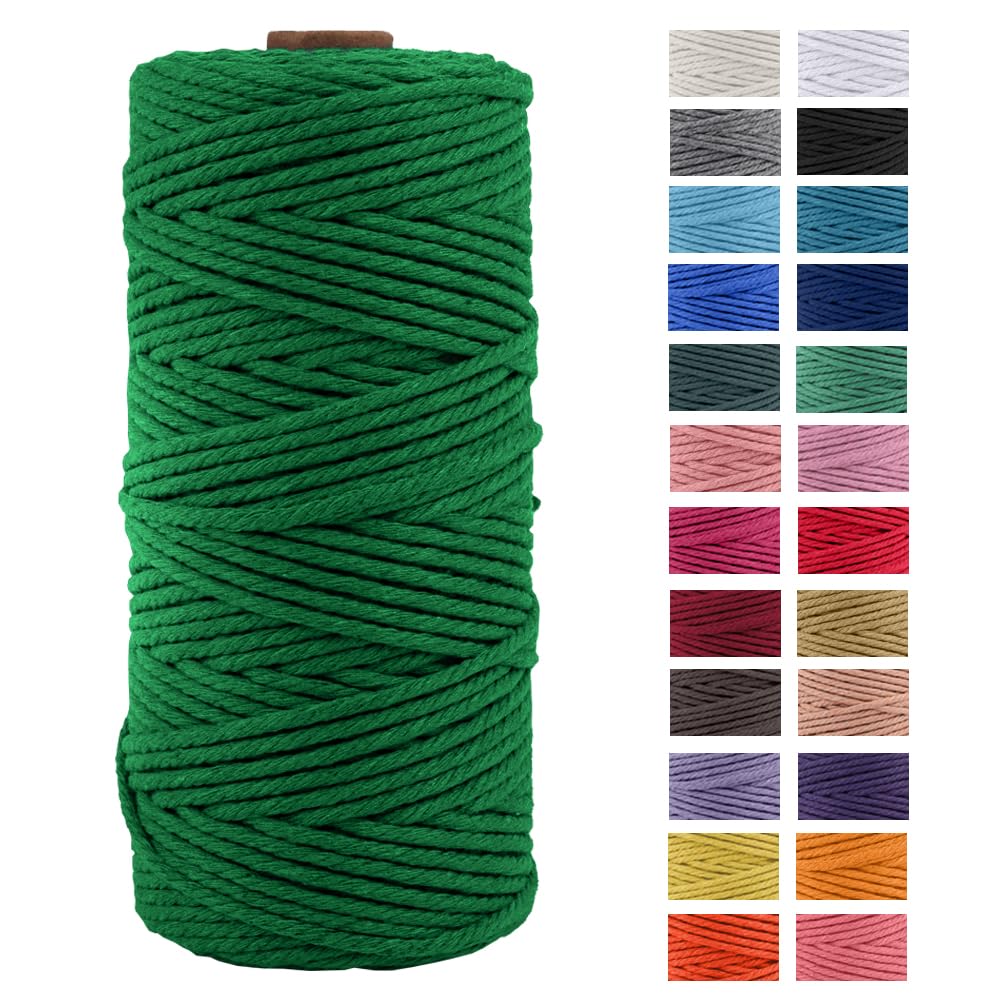 JeogYong Macrame Cord Thick Natural Cotton Cord Yarn Macrame Rope for Wall Hangings, Plant Hangers, DIY Crafts, Home Decorations, Gift Wrapping 3mm x 100m (Viridis) — image 1