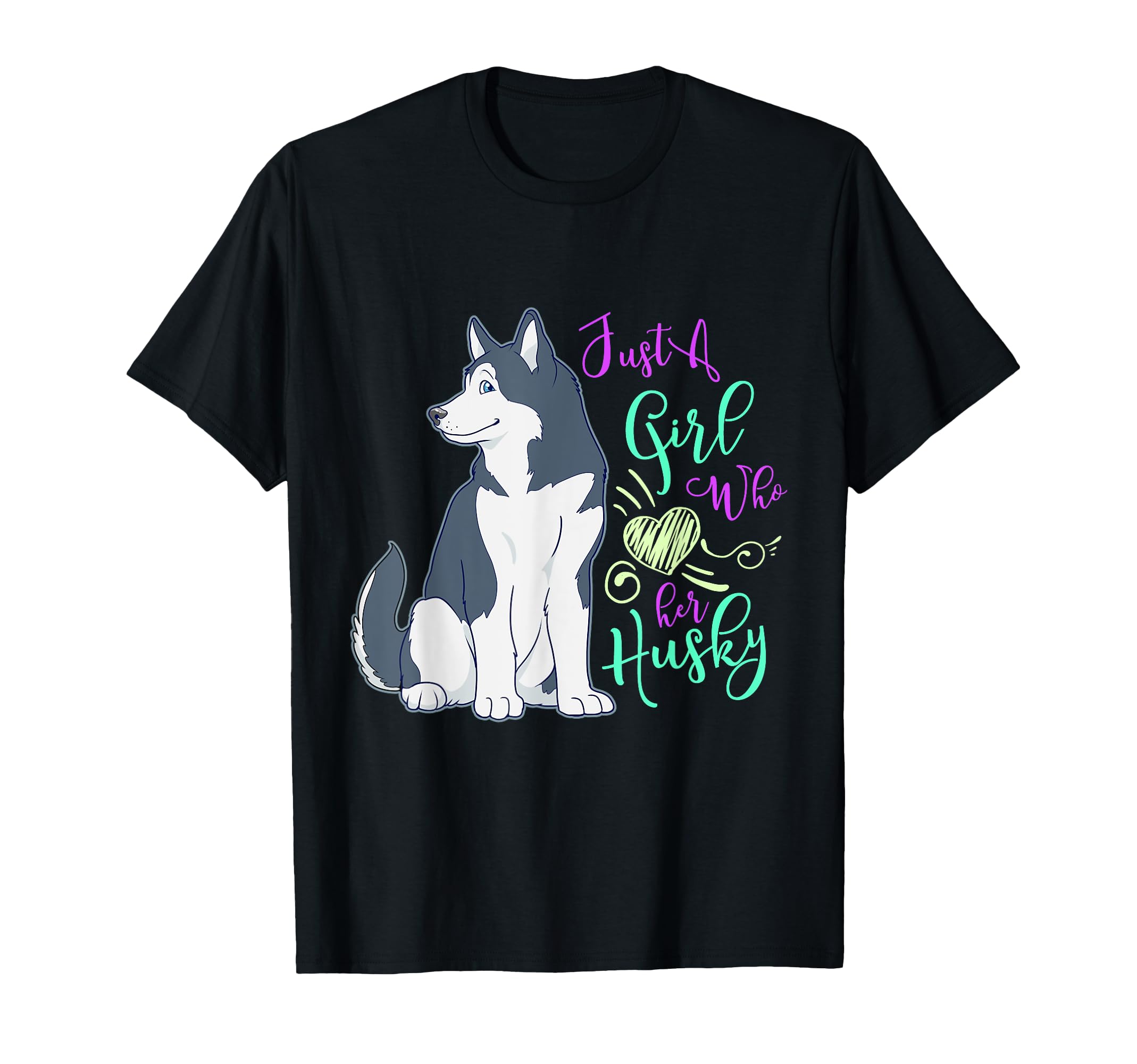 Girl Who Loves Siberian Husky Dog T-Shirt