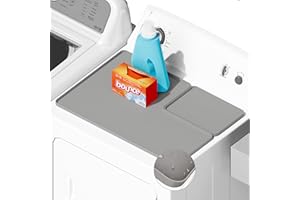 SEIRI 1pcs Dryer Top Protector Mat with Lint Trap Hole Cut Out Set, 26" x 18" Silicone Dryer Top Protector Mat Non-Slip Waterproof Laundry Dryer Cover for the Top (Light Gray)