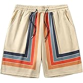 Floerns Men's Colorblock Striped Drawstring Shorts Wide Leg Casual Short with Pockets