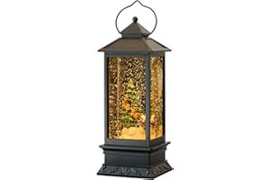 Wondise Lighted Musical Snow Globe Lantern with 6 Hour Timer, 12 Inches USB Powered & Battery Operated Spinning Water and Swirling Glitter Christmas Snow Globe Lantern Gifts(Santa and Tree)
