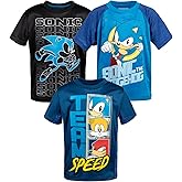 SEGA Sonic The Hedgehog Tails Knuckles 3 Pack Athletic T-Shirts Toddler to Big Kid