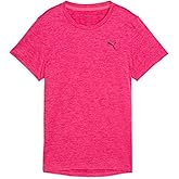 PUMA Womens Train All Day Essentials Heather Short Sleeve Training Athletic Tops Athletic - Black