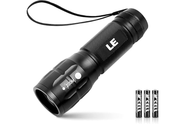 Lighting EVER LED Flashlights High Lumens, Small Flashlight, Zoomable, Waterproof, Adjustable Brightness Flash Light for Outdoor, Emergency, AAA Batteries Included, Tactical & Camping Accessories